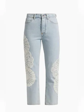 Frame Denim Womens Crochet Vertical Drop Jeans In Blue