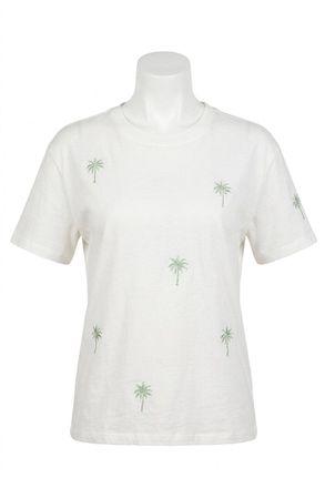 Z Supply Palms Boyfriend Tee In Sea Salt
