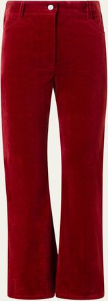 Akris Cali Cropped Stretch Velvet Bootcut Pants