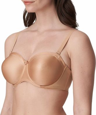 Prima Donna Satin Strapless Bra In Cognac