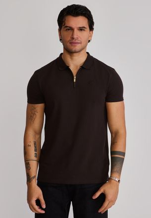 Siksilk Mens Brown Zip Polo T-Shirt XXL