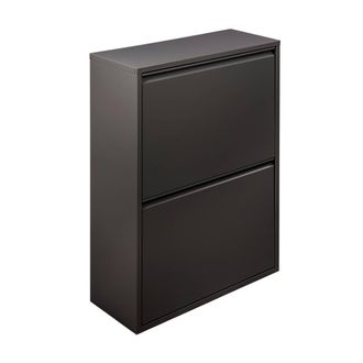 Dmora Contenedor De Basura Achros, Cubo De La Basura, Papelera Para Recogida Selectiva De Residuos, Gabinete De Basura, 60x25 H93 Cm, Negro - Dmora