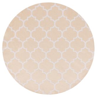 Beliani Beliani - Alfombra Moderna Para Interior Y Exterior Redonda Con Dise&ntilde;o De Enrejado Marroqu&iacute; 120 Cm Beige Y Blanco Mosore