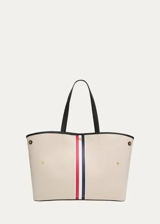 Thom Browne Tricolor-Striped Canvas Tote Bag