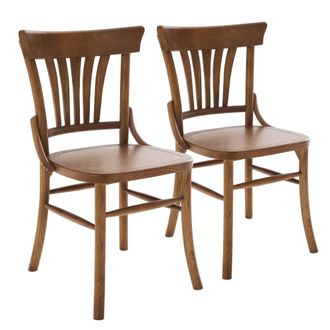 Oviala Conjunto de 2 sillas estilo escandinavo en madera de olmo oscuro