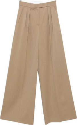 Max Mara Mxmquorum Pantalone Lungo - Dames - Wijde Broeken - Beige - XS - Leer - Broeken