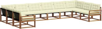 vidaXL Conjunto De Sof&aacute;s De Exterior 10 Uds. Natural Y Crema Vidaxl