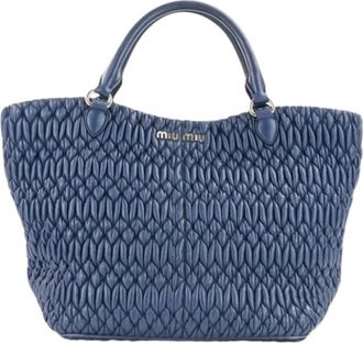 Miu Miu Pre-owned Tote Bag - Dames - Vintage Shopper - Blauw - ONE Size - Leer - Vintage