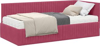 vidaXL Estructura De Cama Esquina Con Colch&oacute;n 2 Uds. Rojo Vino Vidaxl