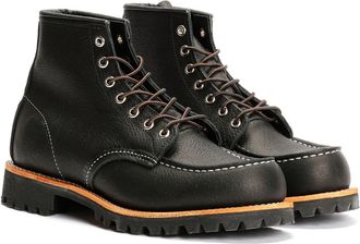 Red Wing Shoes Roughneck 6 Moc Toe Work Leather Mens Black Boots - Size UK 10.5