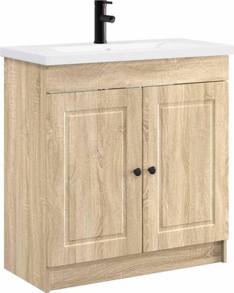 vidaXL Juego De Muebles De Ba&ntilde;o Roble Sonoma 78,5 X 37,5 X 81 Cm Vidaxl