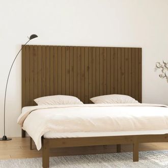 vidaXL Cabecero Cama Pared Madera Maciza Pino Marr&oacute;n Miel 204x3x110 Cm Vidaxl