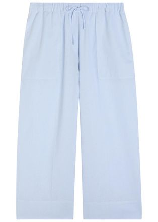 Toteme Wide-leg Cotton and Linen-blend Trousers - Light Blue - 40 (UK12 / M)