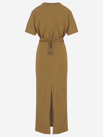 Pinko Womens Cotton Dress With Cut-Out Detail - Bronze