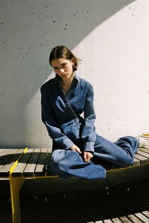 H&M Denim Wrap Shirt in Denim Blue at Nordstrom, Size X-Small