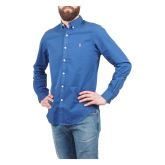 Ralph Lauren Royal Blue Chino Overhemd - Heren - Casual Overhemden - Blauw - S - Katoen - Overhemden