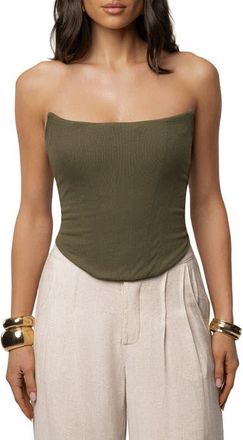 JLUXLABEL Fenix Reversible Linen Corset in Olive at Nordstrom, Size X-Small