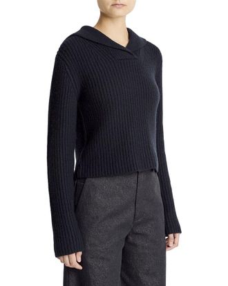 Vince Ribbed Sailor Collar Wool & Cashmere-Blend Sweater