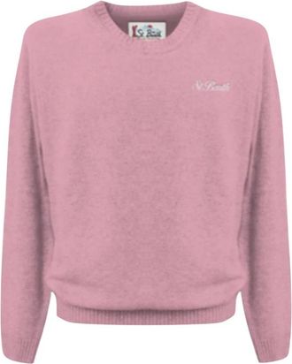 MC2 Saint Barth Regent Lamswollen Trui - Heren - Ronde hals truien - Roze - XL - Wol - Truien & Vesten