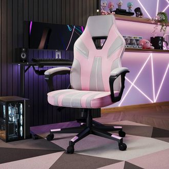 X Rocker Tempest Ergonomic PC Office Gaming Chair with Extra Wide Seat in Light Pink