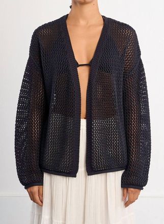 Lili Sidonio x Molly Bracken Womens Open Knit Cardigan In Navy Blue