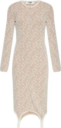 Fendi floral-motif dress - women - Viscose/Polyester/Cotton/Polyamide - 40 - Brown