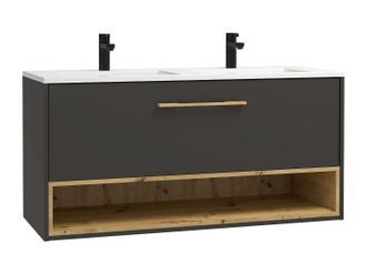 Vente-Unique Mueble de ba&ntilde;o suspendido antracita con lavabo encastrable - 120 cm - YANGRA
