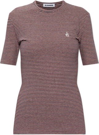 Jil Sander Tops, Dames, Roze, S, Katoen, Gestreepte T-shirt