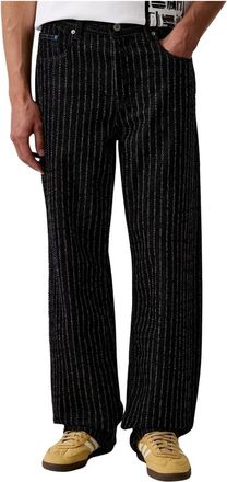 Karl Lagerfeld Pinstripe Relaxed Jeans - Heren - Regular Fit Jeans - Zwart - W32 - Katoen - Jeans