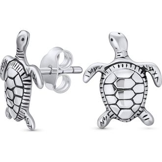 Bling Jewelry Tiny Nautical Hawaiian Sea Turtle Stud Earrings in Silver at Nordstrom Rack