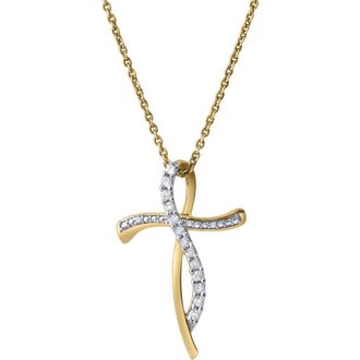 LuvMyJewelry Elarith 0.15 Cts Natural Diamond Cross 14K Gold Pendant in 14K Yellow Gold at Nordstrom