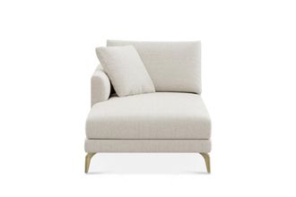 Castlery Lena Left Chaise Sofa Customized, Performance Classic Twill Cream Brass Legs, Spill Resistant, Removable Covers for Sofas