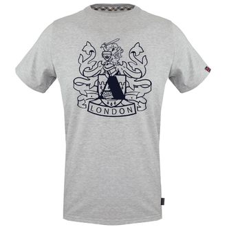 Aquascutum groot schild Aldis logo grijs T-shirt