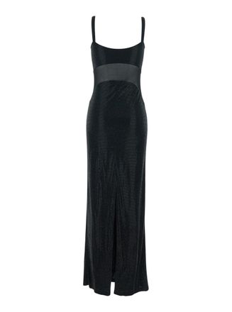 Twentyfourhaitch Womens Long Dress Anse Black Tech Fabric