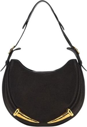 Roberto Cavalli Fang Schoudertas met Tijgerdetail - Dames - Schoudertassen - Zwart - ONE Size - Leer - Tassen