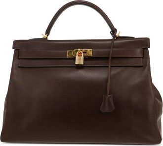 Herm&egrave;s Borsa a mano Kelly Box in pelle - Marrone