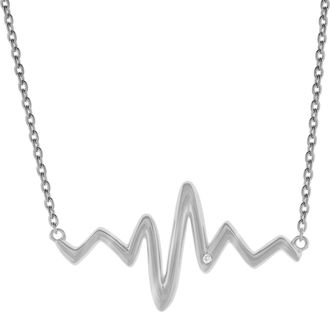 LuvMyJewelry Heartbeat Spark 0.01 Ct Diamond Necklace in 925 Sterling Silver