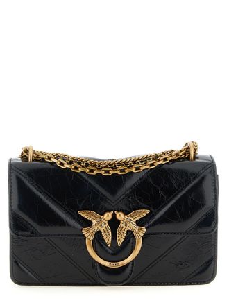 Pinko Zwarte Kalfslederen Crossbody Tas