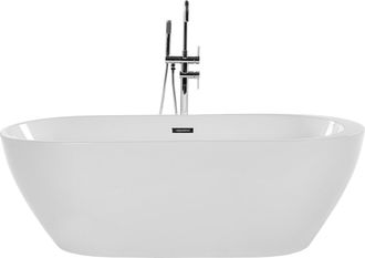 Beliani Beliani - Ba&ntilde;era Independiente De Acr&iacute;lico Blanco Plateado 170 Cm Con Rebosadero Moderno Nevis