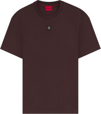 HUGO BOSS Interlock-cotton T-shirt with metallic stacked-logo badge