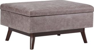 Simpli Home Owen 34In Mid Century Modern Rectangle Coffee Table Storage Ottoman