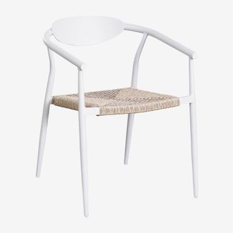 Sklum Sklum - Pack De 4 Sillas De Comedor Apilables Con Reposabrazos En Aluminio Y Rat&aacute;n Sint&eacute;tico Marsha