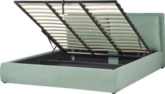 Beliani Beliani - Cama Con Almacenaje De Terciopelo Verde Menta 180 X 200 Cm Otomana Bajonna