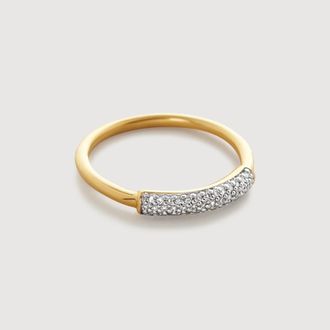 Monica Vinader Gold Fiji Bar Diamond Stacking Ring Diamond