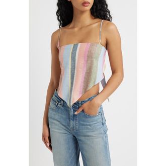 Wayf Rio Stripe Linen Blend Handkerchief Top in Summer Stripe at Nordstrom, Size X-Small