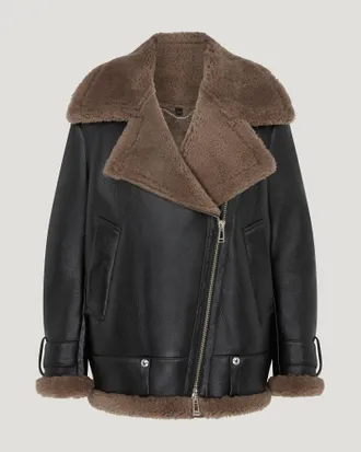 Belstaff Belstaff Zinc Jacket Womens Satin Finish Leather Black / Driftwood Size S