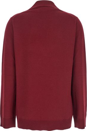 Gucci Womens Bordeaux Polo Collar Sweater With Gg Logo Wool Top