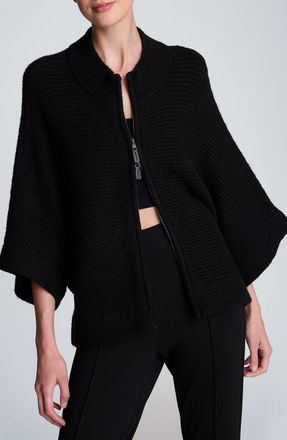 Kenneth Cole Dolman Sleeve Zip Cardigan in Black at Nordstrom, Size X-Small