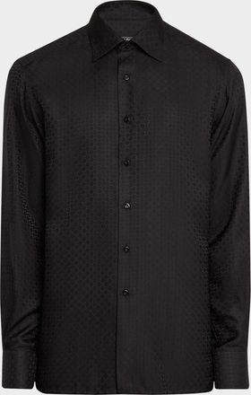 Stefano Ricci Mens Silk Geometric Jacquard Dress Shirt