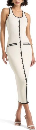 Mani&egrave;re De Voir Daphne Rib Knit Contrast Midaxi Dress in Cream/black at Nordstrom, Size Medium